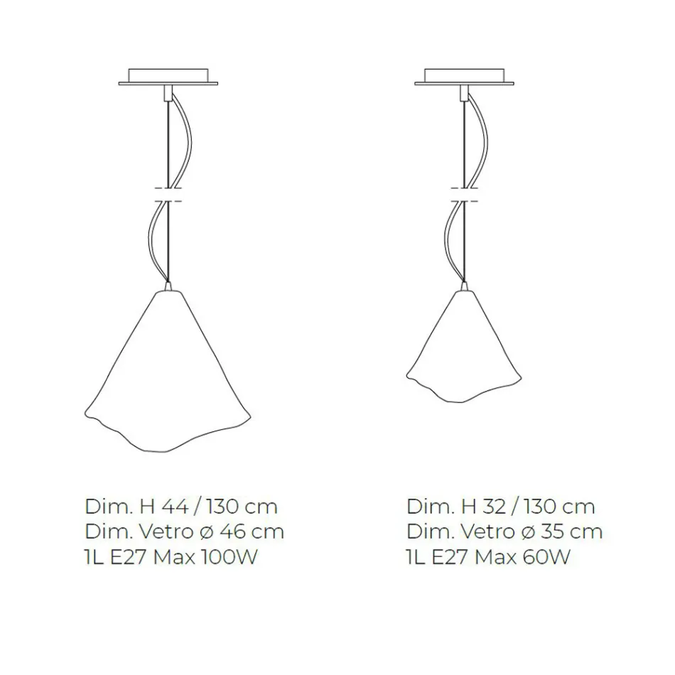 Llambë varëse e punuar me dorë në xham venecian të fryrë 35 46 cm - Mary Viadurini