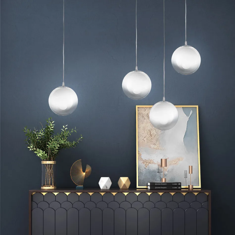 Llambë e varur e punuar me dorë në xhami me kasë veneciane - Nova Viadurini