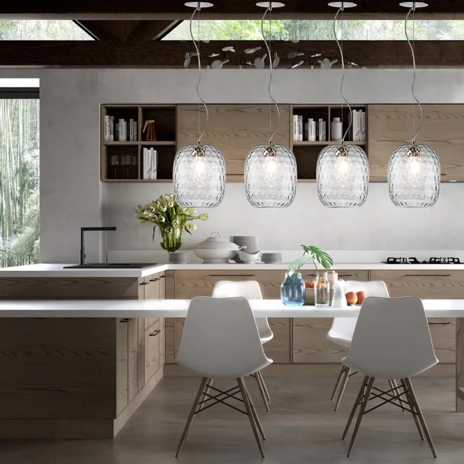 Llambë e varur e punuar me dorë në gotë veneciane të fryrë - Cloe Balloton Viadurini