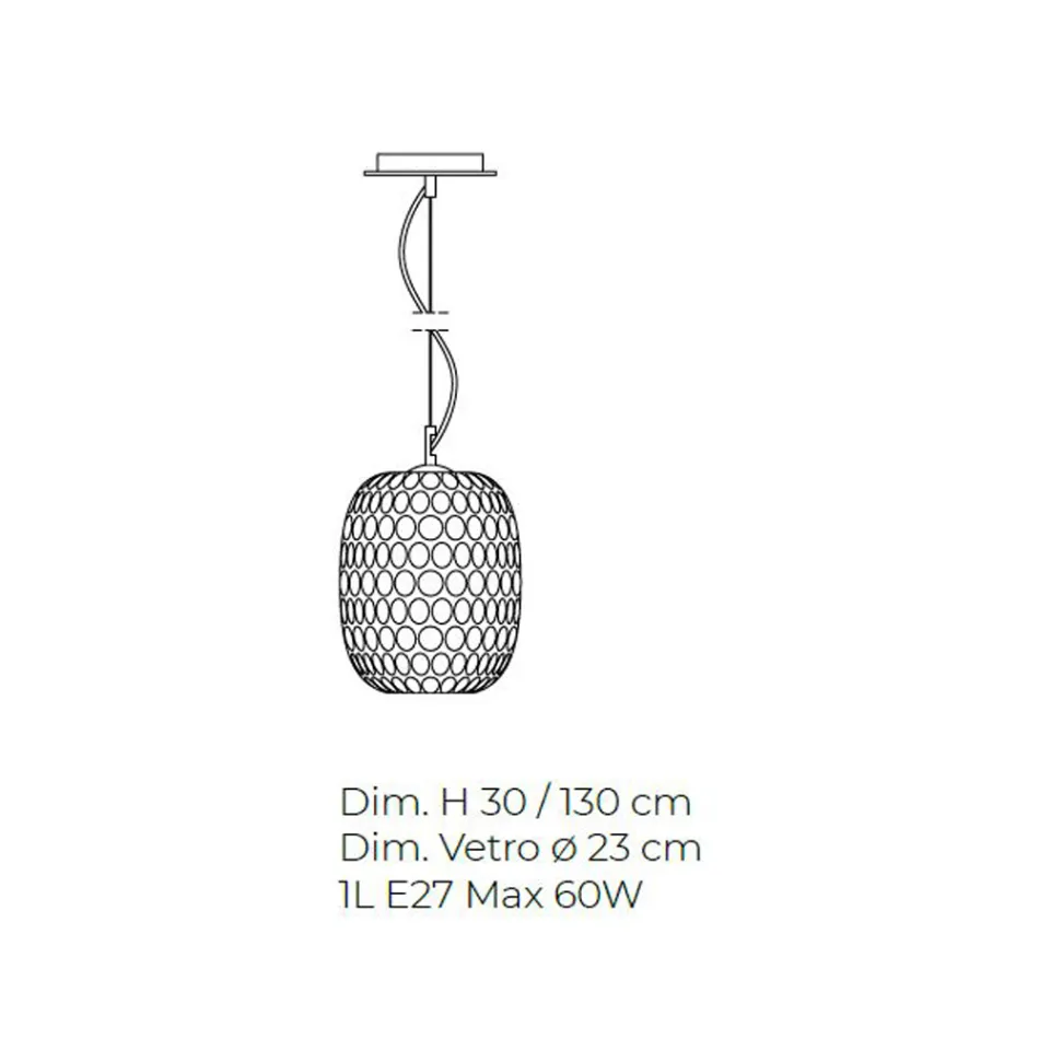 Llambë e varur e punuar me dorë në gotë veneciane të fryrë - Cloe Balloton Viadurini