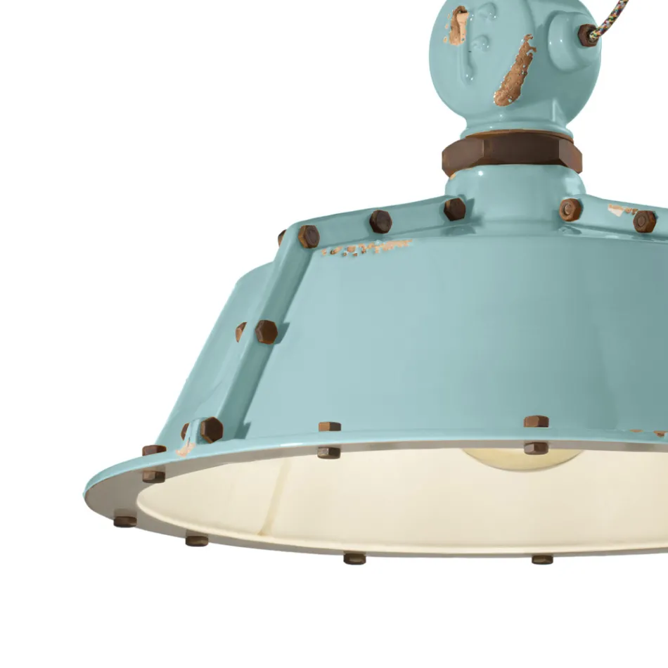 Llamba e varur Artizanale Industriale ne Hekur dhe Qeramike - Industriale Viadurini