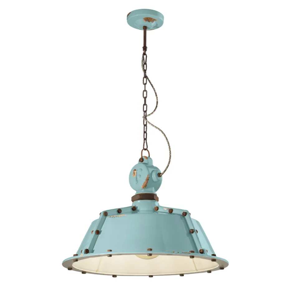 Llamba e varur Artizanale Industriale ne Hekur dhe Qeramike - Industriale Viadurini