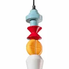 Llambë e verdhë ose e gjelbër retro qeramike e varur e bërë në Itali - Ferroluce Lariat Viadurini