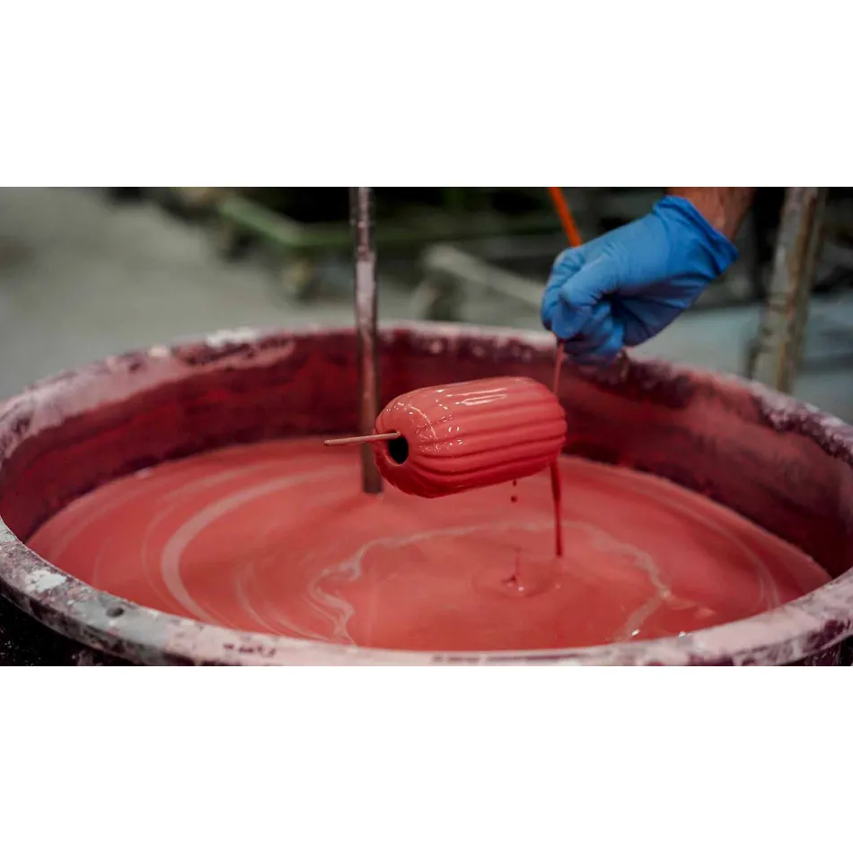 Llambë e verdhë ose e gjelbër retro qeramike e varur e bërë në Itali - Ferroluce Lariat Viadurini