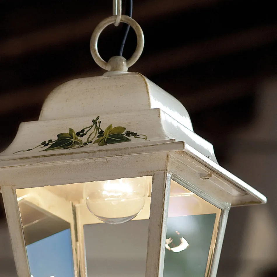 Llamba e jashtme e varur në alumin e bardhë dhe dekorim i punuar me dorë - Gorizia Viadurini