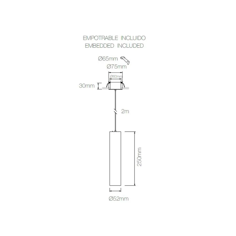 Llambë e varur e varur në alumin të bardhë ose të zi, 2 copë - Rebolla Viadurini