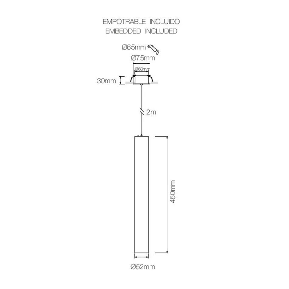 Llambë e varur e varur në alumin të bardhë ose të zi, 2 copë - Rebolla Viadurini