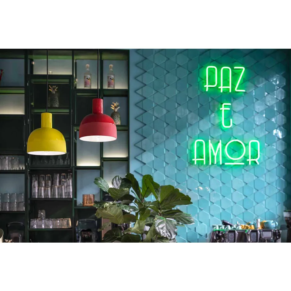 Llambë pezullimi stil retro në qeramikë të bërë në Itali - Ferroluce Caxixi Viadurini