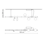 Dizajni i llambës së varur prej alumini të bardhë me sfera qelqi dhe dritat e vëmendjes - Exodus Viadurini