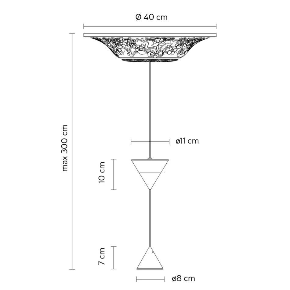 Llambë e varur e projektuar në suva të bardhë dhe 2 kone prej alumini të zi - Tesera Viadurini