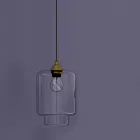 Dizajni Llambë e Pezulluar në Metale dhe Xham Transparente Prodhuar në Itali - Clizia Viadurini