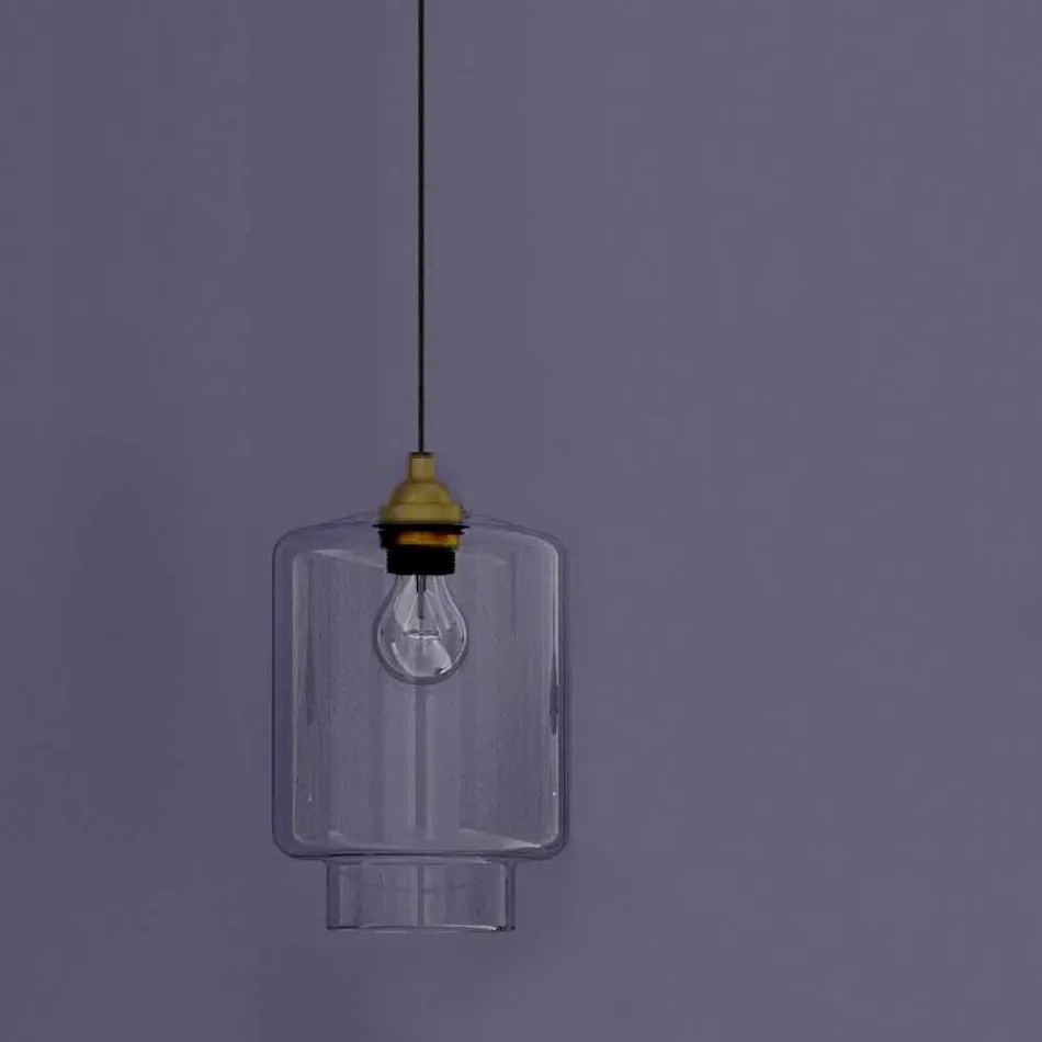 Dizajni Llambë e Pezulluar në Metale dhe Xham Transparente Prodhuar në Itali - Clizia Viadurini