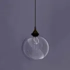 Dizajni Llambë e Pezulluar në Metale dhe Xham Transparente Prodhuar në Itali - Clizia Viadurini