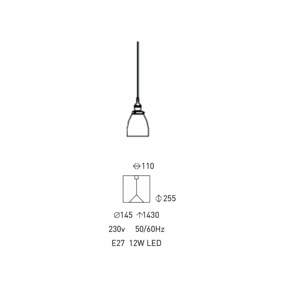Dizajni Llambë e Pezulluar në Metale dhe Xham Transparente Prodhuar në Itali - Clizia Viadurini