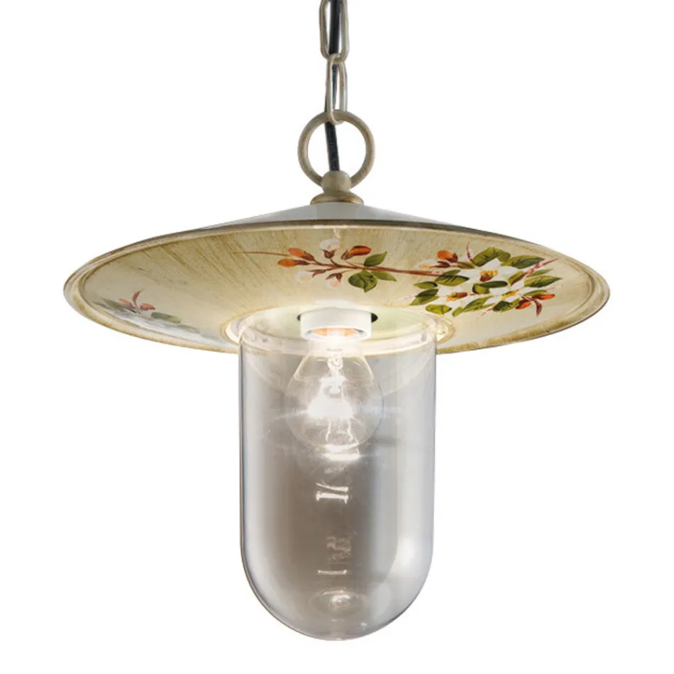 Llambë e varur në natyrë në dekor me lule të pikturuara me dorë - Genova Viadurini