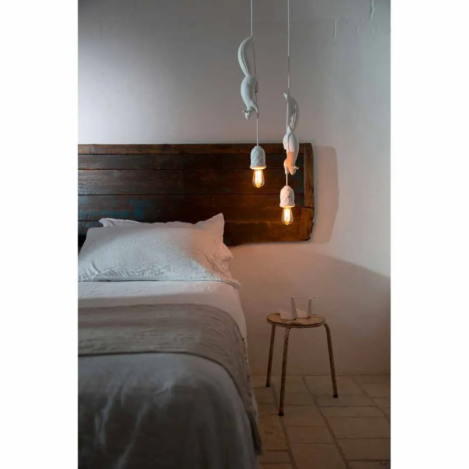 Llambë e Pezulluar në Qeramikë të Bardhë Matt me Ketri dhe Lis - Ketri Viadurini