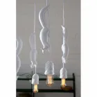 Llambë e Pezulluar në Qeramikë të Bardhë Matt me Ketri dhe Lis - Ketri Viadurini