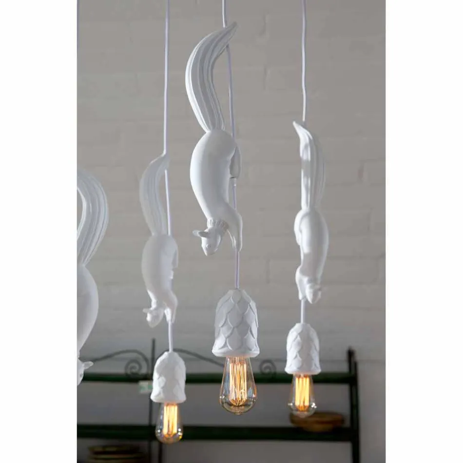 Llambë e Pezulluar në Qeramikë të Bardhë Matt me Ketri dhe Lis - Ketri Viadurini