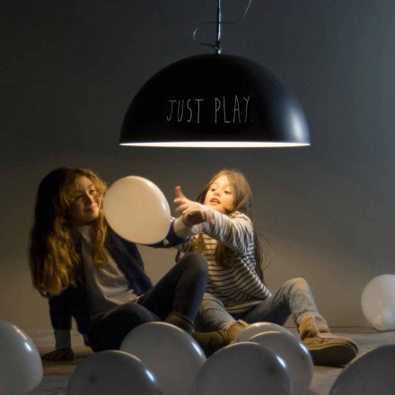 Llambë e varur në rrëshirë In-es.artdesign Mezza Luna Dërrasë e zezë moderne Viadurini