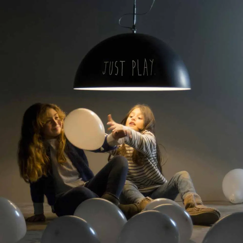 Llambë e varur në rrëshirë In-es.artdesign Mezza Luna Dërrasë e zezë moderne Viadurini