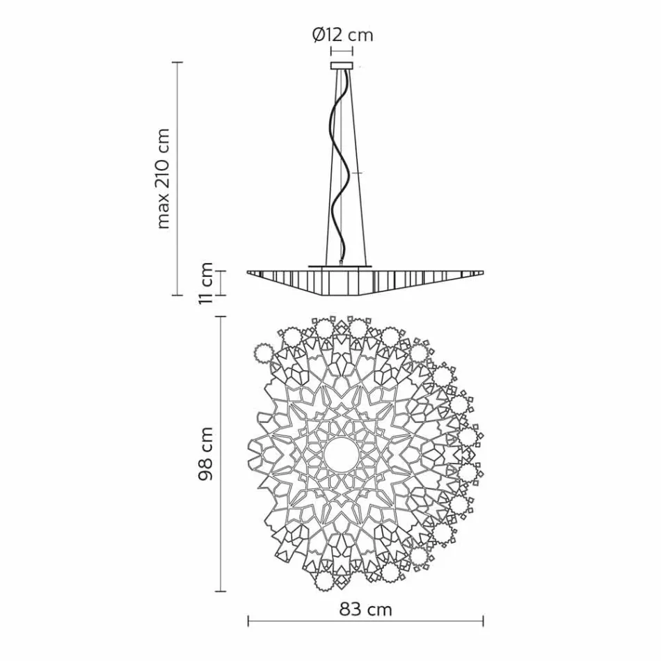 Llamba e pezulluar në Technopolymer Dizajni i bardhë ose i artë 2 Dimensionet - Katedralja Viadurini