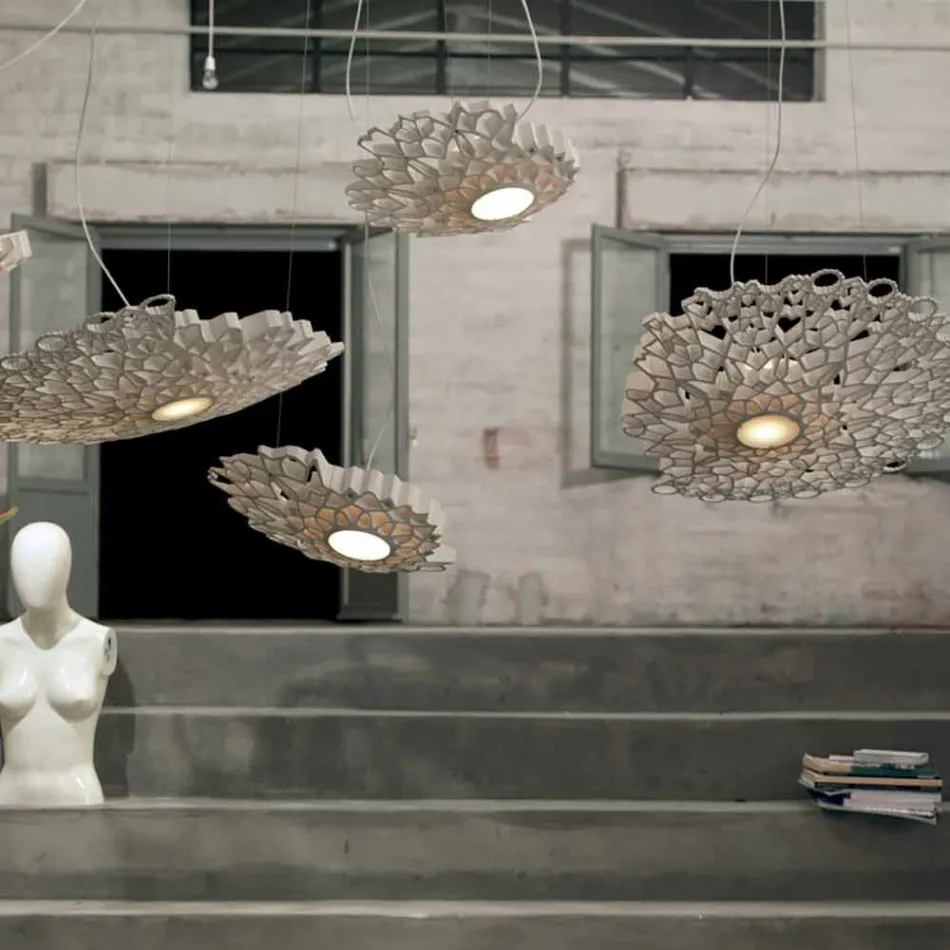 Llamba e pezulluar në Technopolymer Dizajni i bardhë ose i artë 2 Dimensionet - Katedralja Viadurini