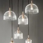 Llambë e varur në xham me vija të fryrë dhe metal të lyer - Giuliano Viadurini