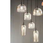 Llambë e varur në xham me vija të fryrë dhe metal të lyer - Giuliano Viadurini