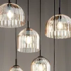 Llambë e varur në xham me vija të fryrë dhe metal të lyer - Giuliano Viadurini