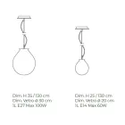 Llambë e varur në xham venecian me këllëf të fryrë me dorë - tullumbace Viadurini