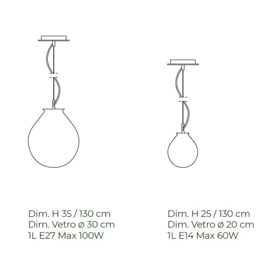Llambë e varur në xham venecian me këllëf të fryrë me dorë - tullumbace Viadurini