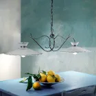 Llambë lineare e varur 2 drita qëndisje qeramike e punuar me dorë - Ravenna Viadurini