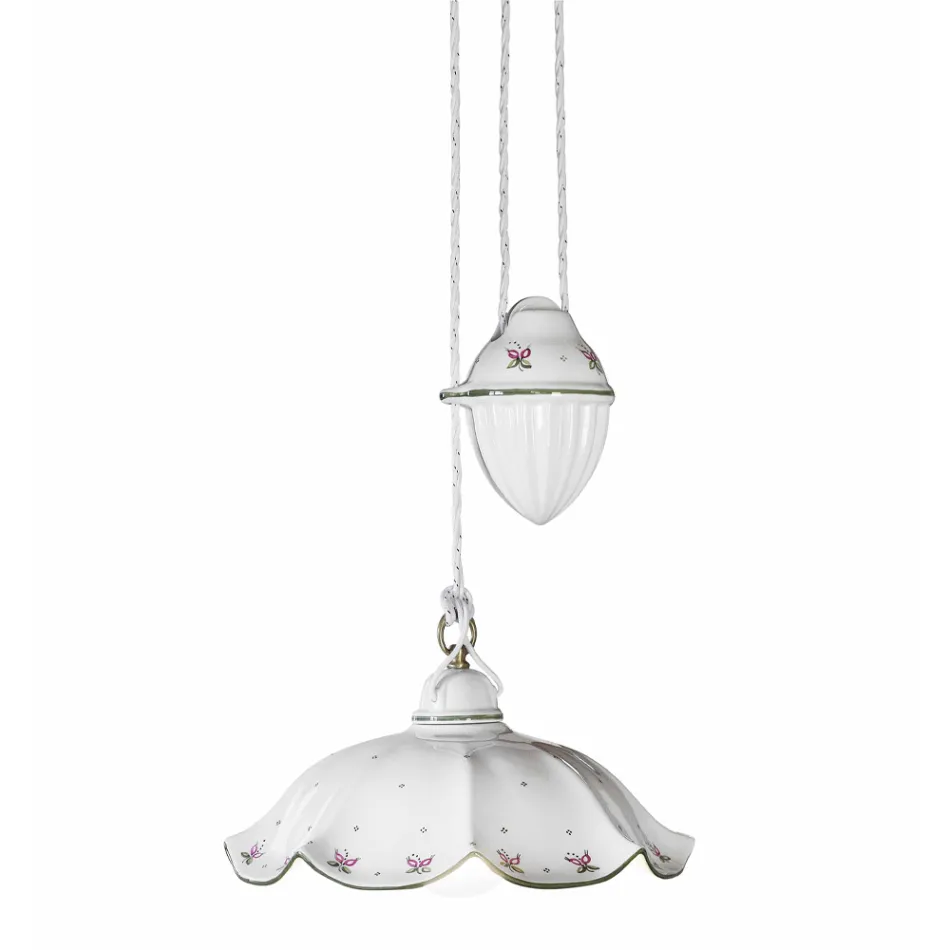 Llambë e varur lart e poshtë në qeramikë me onde e dekoruar me dorë - Belluno Viadurini