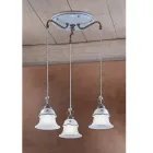 Llambë varëse e rrumbullakët në hekur, xhami, qeramike e lyer me dorë - Ferrara Viadurini