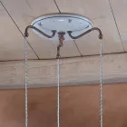 Llambë varëse e rrumbullakët në hekur, xhami, qeramike e lyer me dorë - Ferrara Viadurini