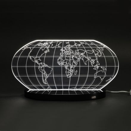 Llambë tavoline Planisphere Led në kristal akrilik të gdhendur me lazer - Rihanna Viadurini