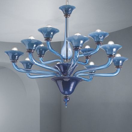 Llambadar Venecian Glass 12 Drita Prodhuar në Itali - Ismail Viadurini