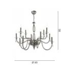 Llambadar klasik 12 dritash në xham të fryrë dhe detaje me dorë - Phaedra Viadurini