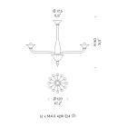 Llambadar 12 Dritash në Xham të Bardhë Venecias dhe Metal të Kromuar - Ismail Viadurini