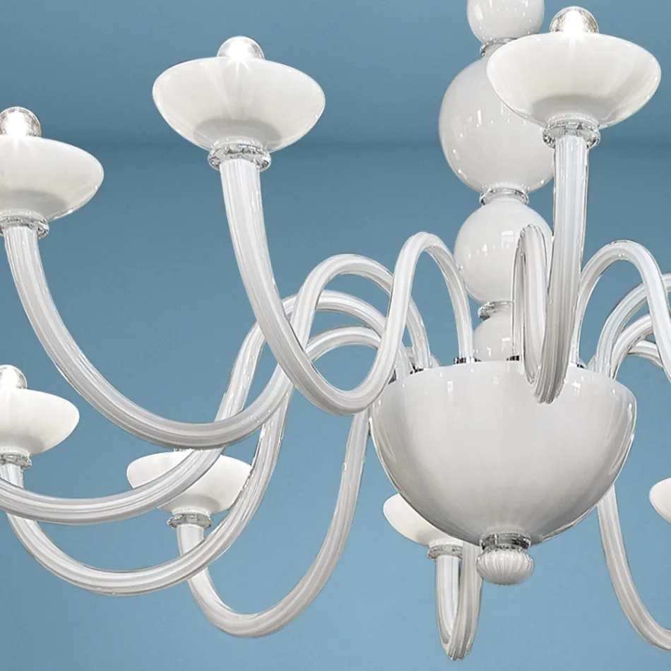 Llambadar 12 dritash në Venecia Xham dhe Metal Prodhuar në Itali - Foscarino Viadurini