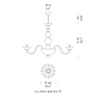 Llambadar 12 dritash në Venecia Xham dhe Metal Prodhuar në Itali - Foscarino Viadurini