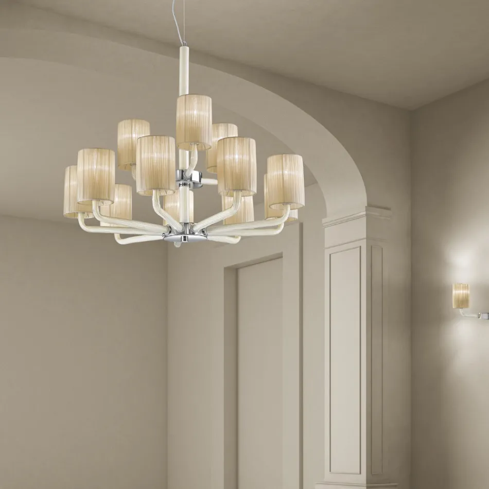 Llambadar 12 Dritash në Venecia Qelqi dhe Metal Prodhuar në Itali - Graham Viadurini