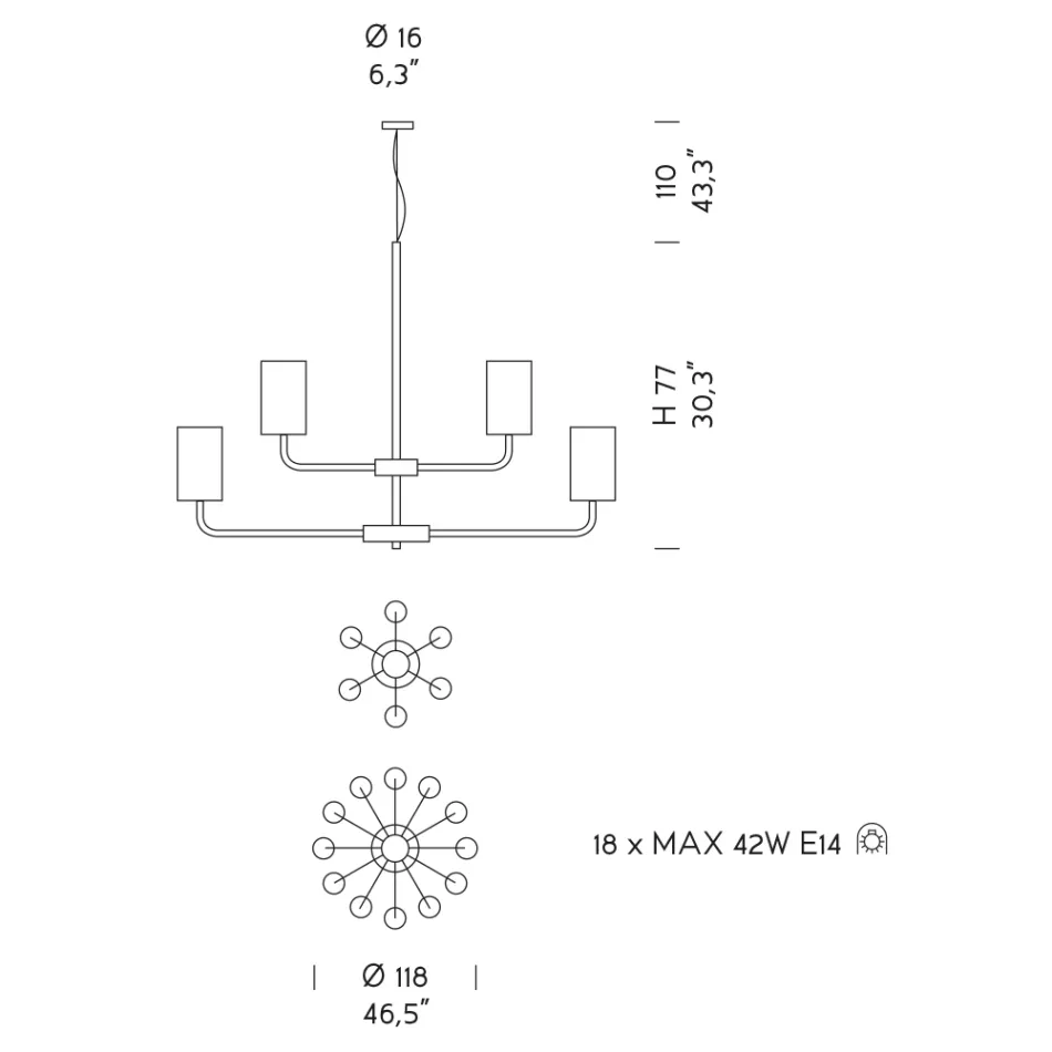 18 Drita llambadar prej qelqi venecian i punuar me dorë, Prodhuar në Itali - Graham Viadurini