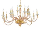 Llambadar klasik 18 dritash në xham të fryrë dhe detaje me dorë - Phaedra Viadurini