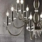 Llambadar klasik 18 dritash në xham të fryrë dhe detaje me dorë - Phaedra Viadurini