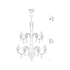 Llambadar 18 dritash në venecian xhami dhe metal klasik - stil fiorentin Viadurini