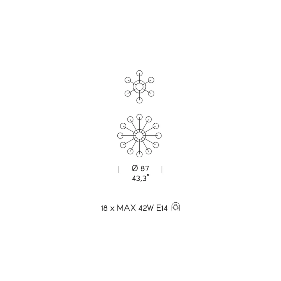 Llambadar 18 dritash në venecian xhami dhe metal klasik - stil fiorentin Viadurini