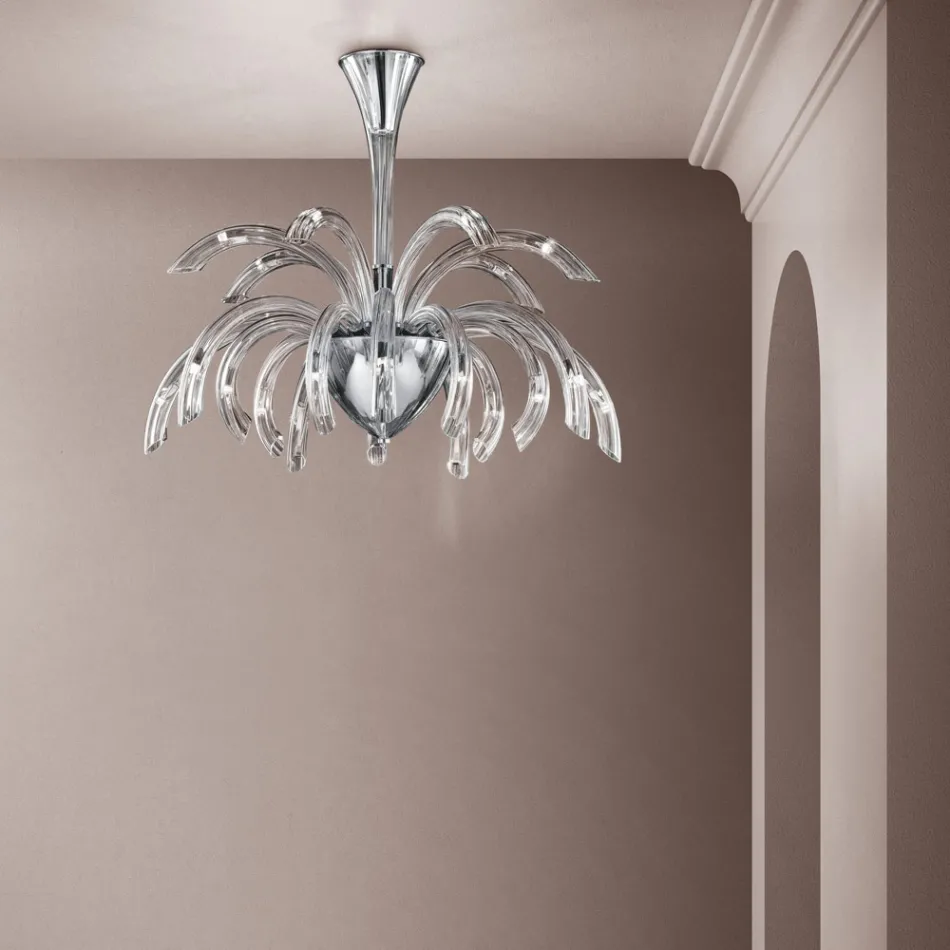 Llambadar 21 Drita në Xham dhe Metal Venecias të punuar me dorë - Jason Viadurini