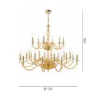 Llambadar klasik 24 dritash në xham të fryrë dhe detaje me dorë - Phaedra Viadurini