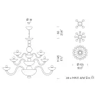 Llambadar 28 Drita e punuar me dorë në xhami dhe metal venecian blu - Foscarino Viadurini